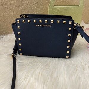Michael Kors Navy Blue Selma Studded selma messenger